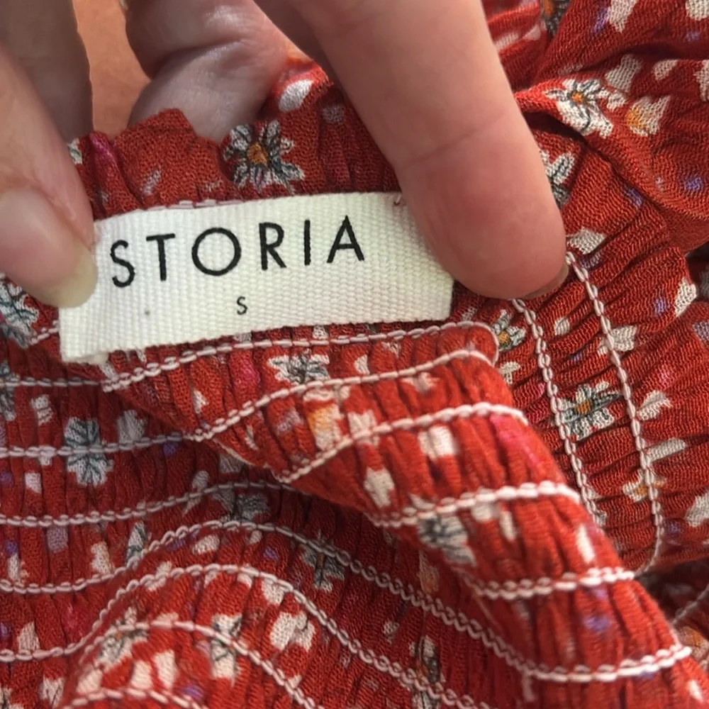 Storia Red Floral Bell Bottom Jumpsuit Size S - Picture 7 of 8